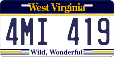 WV license plate 4MI419