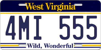 WV license plate 4MI555