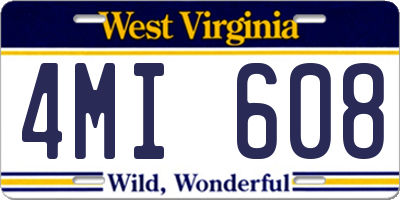WV license plate 4MI608