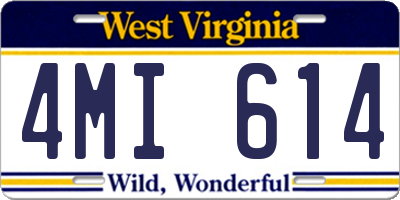 WV license plate 4MI614