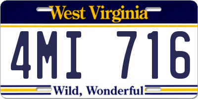 WV license plate 4MI716