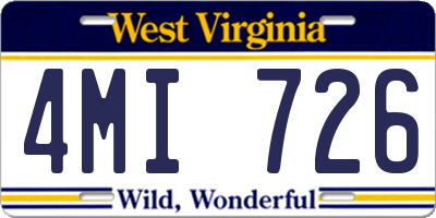 WV license plate 4MI726