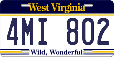 WV license plate 4MI802