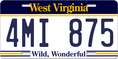 WV license plate 4MI875