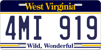 WV license plate 4MI919