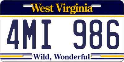 WV license plate 4MI986