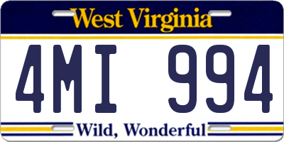 WV license plate 4MI994