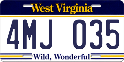 WV license plate 4MJ035