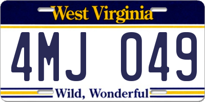 WV license plate 4MJ049