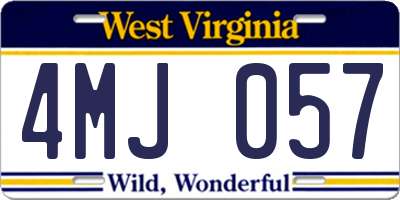WV license plate 4MJ057