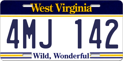 WV license plate 4MJ142