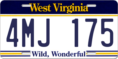 WV license plate 4MJ175