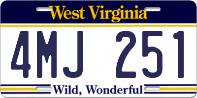 WV license plate 4MJ251