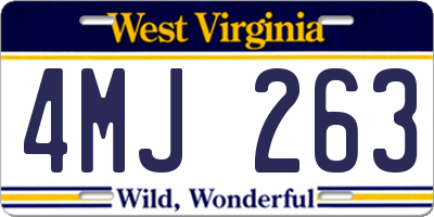 WV license plate 4MJ263