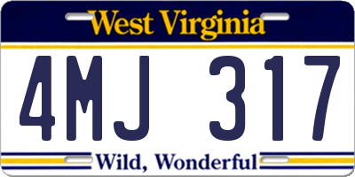 WV license plate 4MJ317