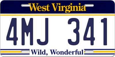 WV license plate 4MJ341