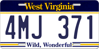 WV license plate 4MJ371