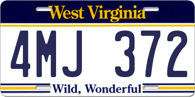 WV license plate 4MJ372
