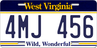 WV license plate 4MJ456