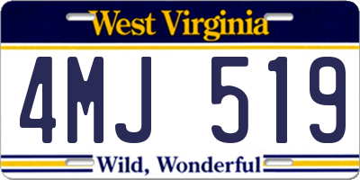 WV license plate 4MJ519