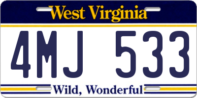 WV license plate 4MJ533