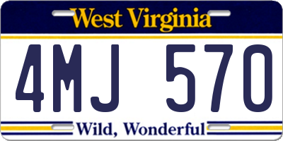 WV license plate 4MJ570