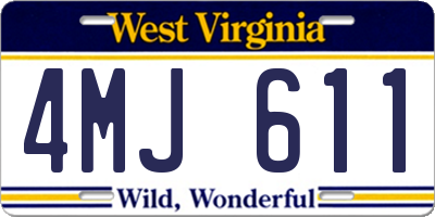 WV license plate 4MJ611