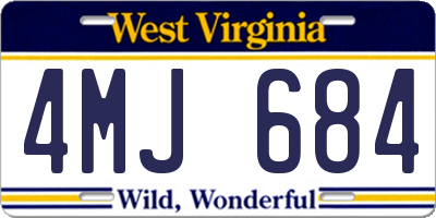 WV license plate 4MJ684