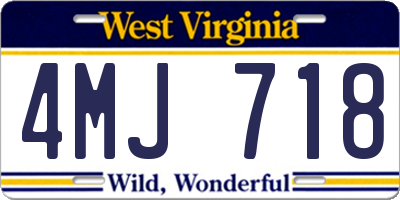 WV license plate 4MJ718