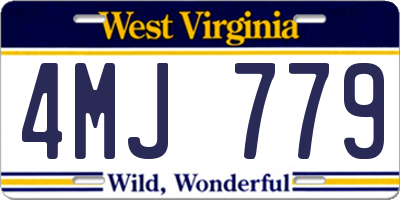 WV license plate 4MJ779