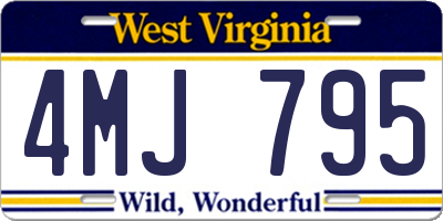WV license plate 4MJ795