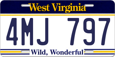 WV license plate 4MJ797