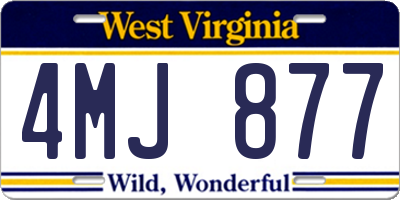 WV license plate 4MJ877