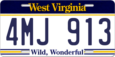 WV license plate 4MJ913