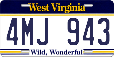 WV license plate 4MJ943