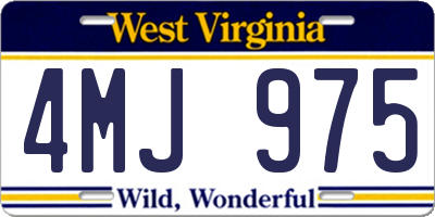 WV license plate 4MJ975