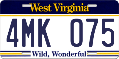 WV license plate 4MK075