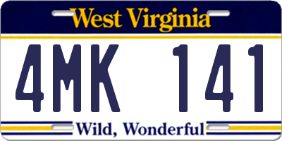 WV license plate 4MK141