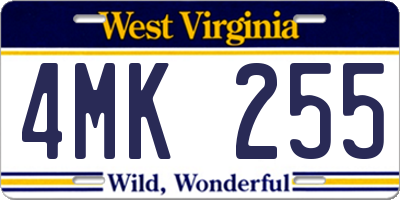 WV license plate 4MK255