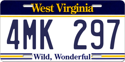 WV license plate 4MK297