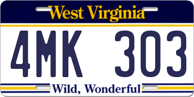 WV license plate 4MK303