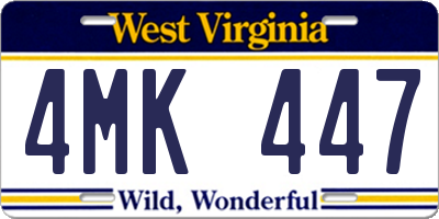 WV license plate 4MK447