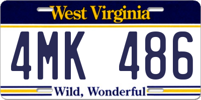 WV license plate 4MK486