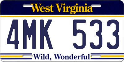 WV license plate 4MK533