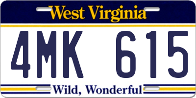 WV license plate 4MK615