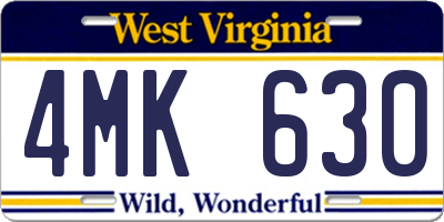 WV license plate 4MK630