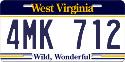 WV license plate 4MK712