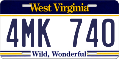 WV license plate 4MK740