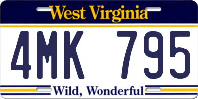 WV license plate 4MK795