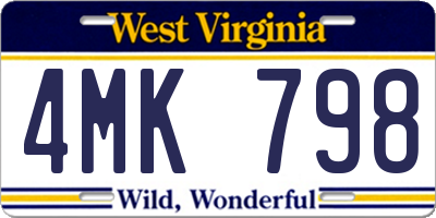WV license plate 4MK798